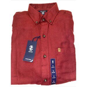 Izod Men's Small Shirt Burgundy Long Sleeve Quick Dry‎ Wicking Stratton Flannel